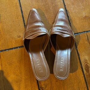 Ralph Lauren Brown Leather Mules